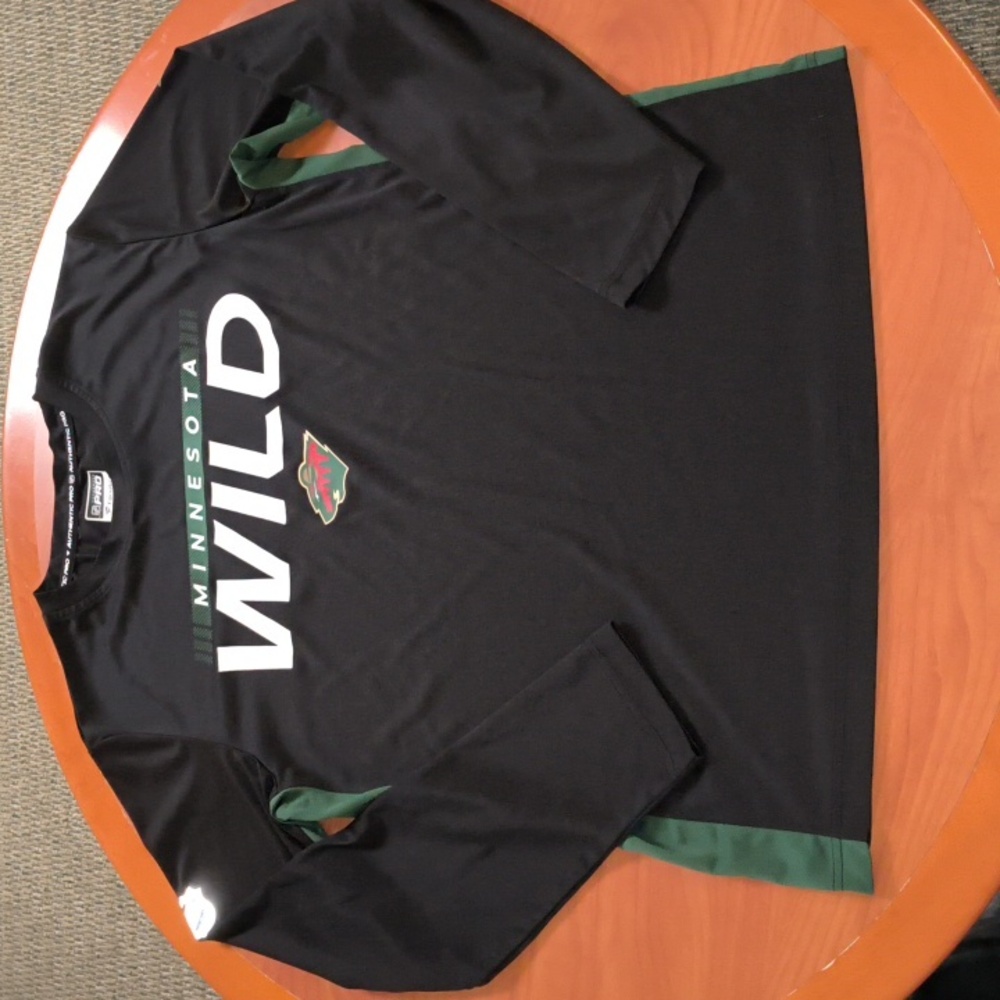Men's Black Minnesota Wild Authentic Pro Rink Performance Long Sleeve T-Shirt M